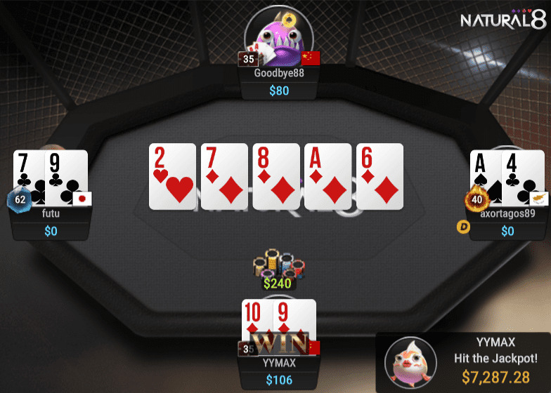 <strong>To hit the jackpot in Hold’em</strong>, you must make at least a <strong>straight flush</strong> by using both of your hole cards.